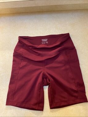 Athletic Works Women's Maroon High-Waist Bike Shorts